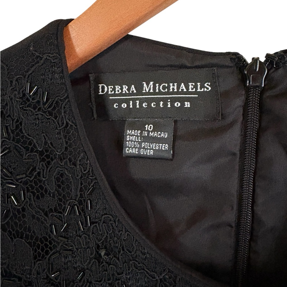 Debra Michaels Collection-size 10 black beaded lace midi dress. Beautiful! EUC!